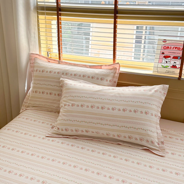 Flowers Pinstripe 100 Percent Cotton Pillowcase Set (Pack of 2)