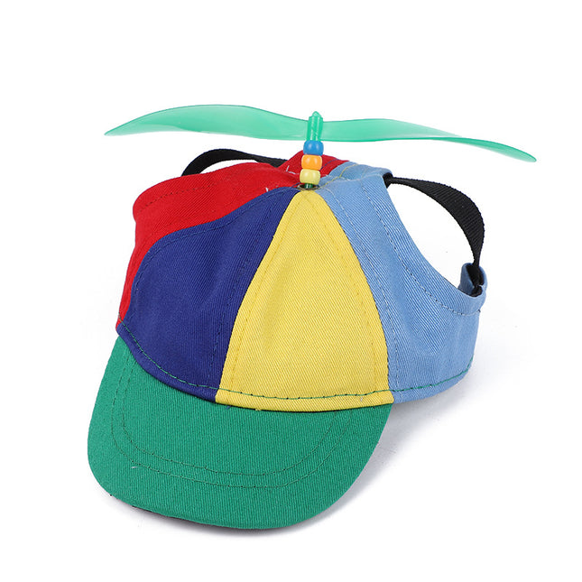 S Green Pet Baseball Cap with Spinning Propeller