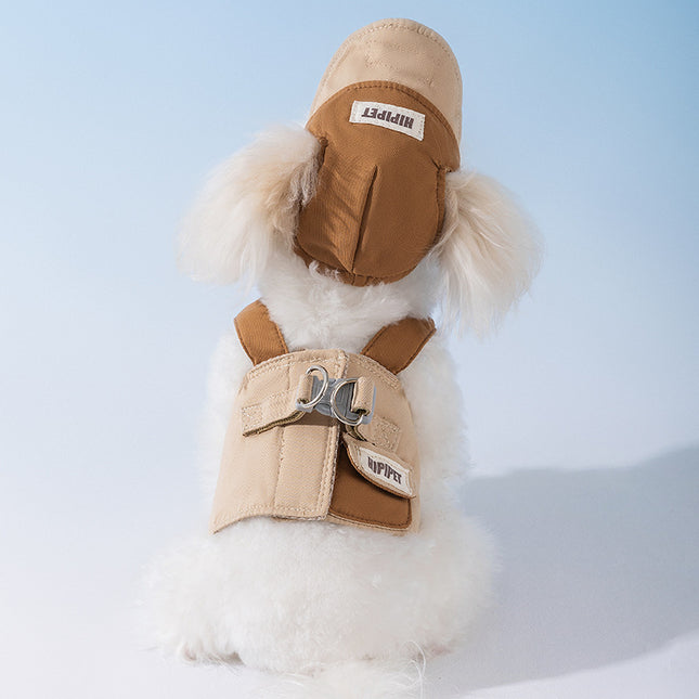 S Brown Pet Sun Hat with Adjustable Strap + Leash & Harness 3-Piece