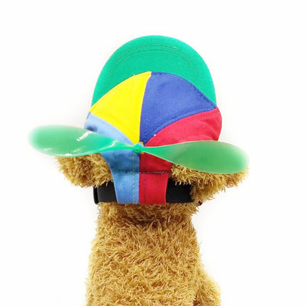 L Red Pet Baseball Cap with Spinning Propeller - Colorful Fun Design - See Details for Sizing