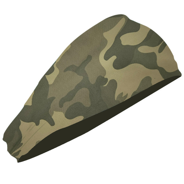 Camouflage Yellow 5-Pack Wide Sports Headbands (88% Nylon+12% Spandex)