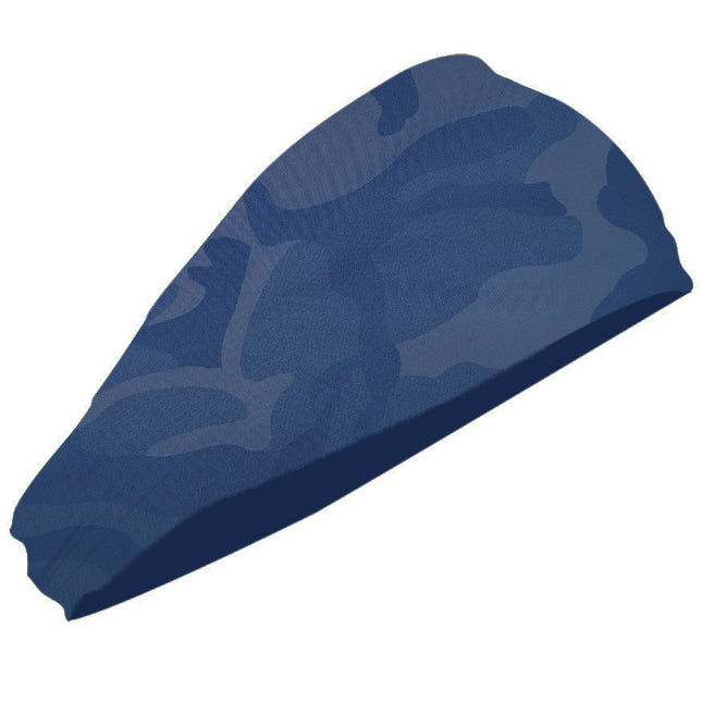 Camouflage Blue 5-Pack Wide Sports Headbands (88% Nylon+12% Spandex)