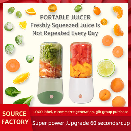 Light Green Compact Portable Blender - USB Rechargeable Mini Juicer Cup with 4 Blades