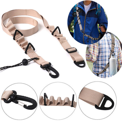 Khaki 4 PCS Heavy-Duty Outdoor Utility Strap - Multi-Purpose Camping Gear & Bottle Hanging Lanyard