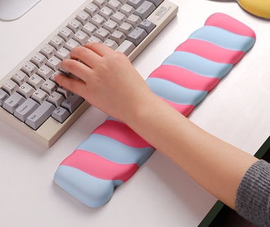 Blue 2PCS Ergonomic Wavy Keyboard Wrist Rest - Comfortable Typing Support Cushion