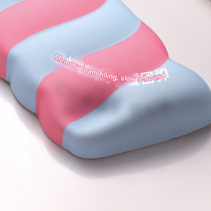 Blue 2PCS Ergonomic Wavy Keyboard Wrist Rest - Comfortable Typing Support Cushion