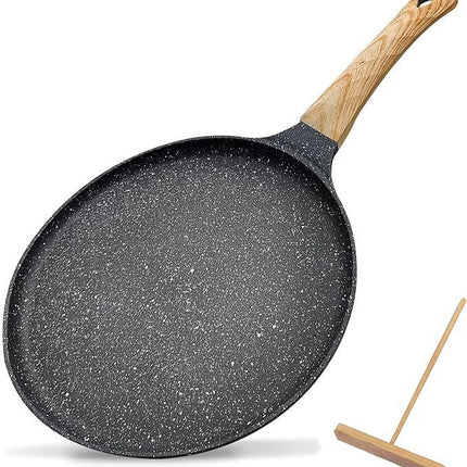 Grey 28cm Non-Stick Crepe Pan - Versatile Flat Skillet for Pancakes, Omelettes & Tortillas