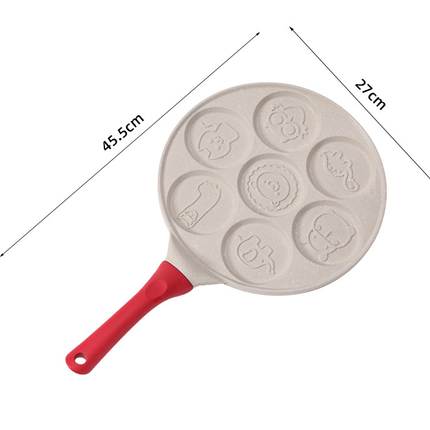 Black Waffle + Black Handle (Gas Model) Non-Stick Pancake Pan - 7-Hole Fun Shapes Breakfast Griddle (27cm)