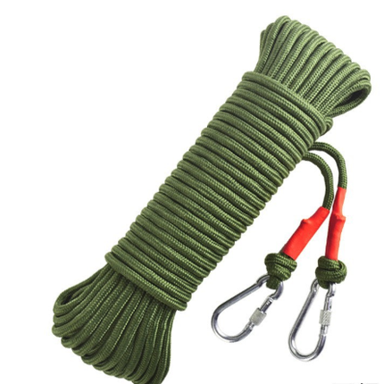 Green With Wire Core Heavy Duty Adjustable Clothesline Set (4 Pack) - 15m Steel Wire Core Nylon Rope with Hooks for Outdoor & Camping