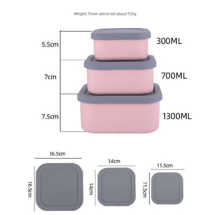 Purple 3-Piece Stackable Silicone Food Storage Container Set - Microwave Safe Lunch Boxes (300/700/1300ml)