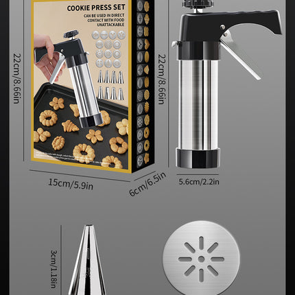 Black Deluxe Cookie Press & Icing Gun Set - 13 Discs & Multiple Nozzles for Baking & Decorating
