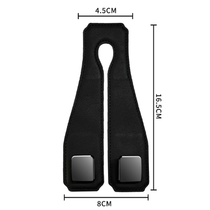 Grey Heavy Duty Car Headrest Hooks (Set of 4 Units) - PU Leather Seat Back Organizer Hangers