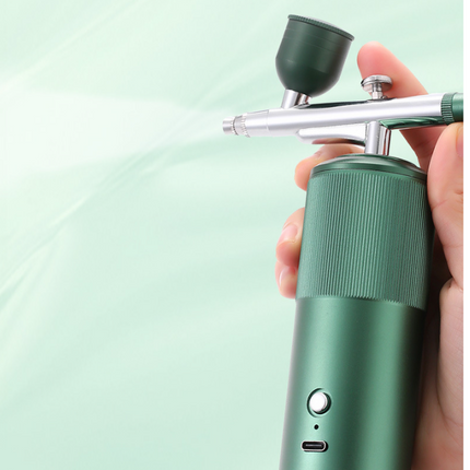 Green Portable Oxygen Infusion Airbrush - Facial Mist Sprayer for Hydration & Skincare