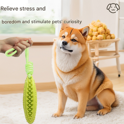 White Star Long Olive Durable Cotton Rope Dog Toy Set (2-Pack) - Chew, Tug & Treat Dispensing Ball for Dental Health