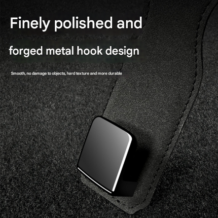 Black Premium PU Leather Car Headrest Hooks (Set of 4) - Stylish Seat Back Organizer Hangers