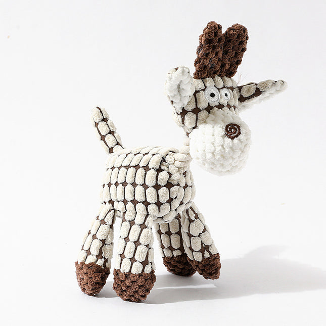 3pcs White Goofy Plush Donkey Squeaky Dog Toy