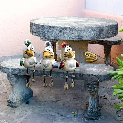 Blue Quirky Resin Rooster Figurine Set (2-Pack) - Novelty Chicken Home Decor Ornaments