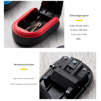 Red 3PCS Wall Mount Plastic Combination Key Lock Box - Secure Key Safe Storage Box