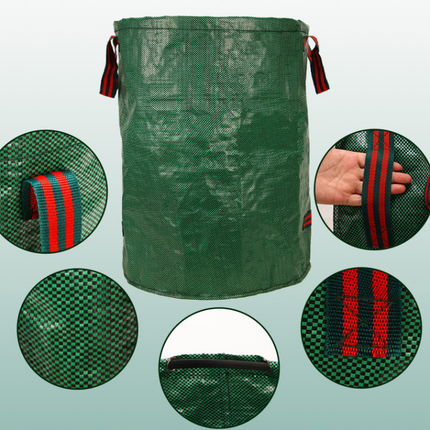 400L(Calibre80*80cm) Heavy Duty Collapsible Garden Waste Bags (Set of 2) - Large Reusable Yard Leaf Bin
