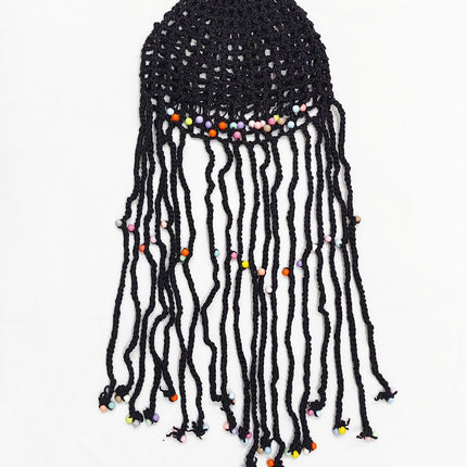 Coffee Boho Hand-Crocheted Tassel Sun Hat - Lightweight Breathable Beach Cap (Fits 55-60cm)