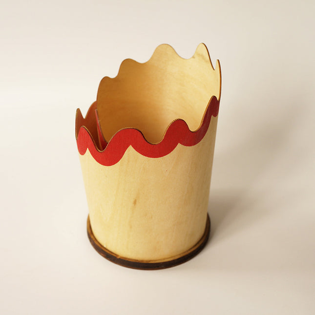 2PCS Red Creative Wooden Pencil Shaving Pen Holder