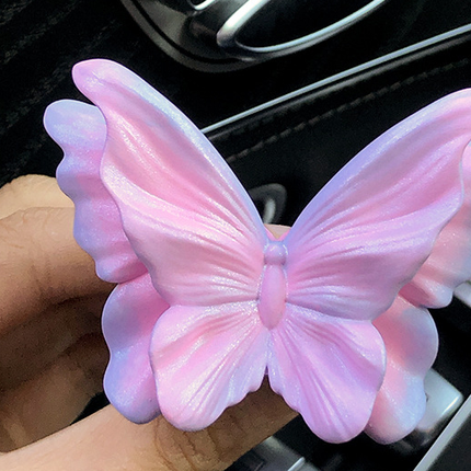 Translucent Pink Butterfly Set of 3 Butterfly Car Air Vent Clips - Decorative Scent Diffuser Ornaments