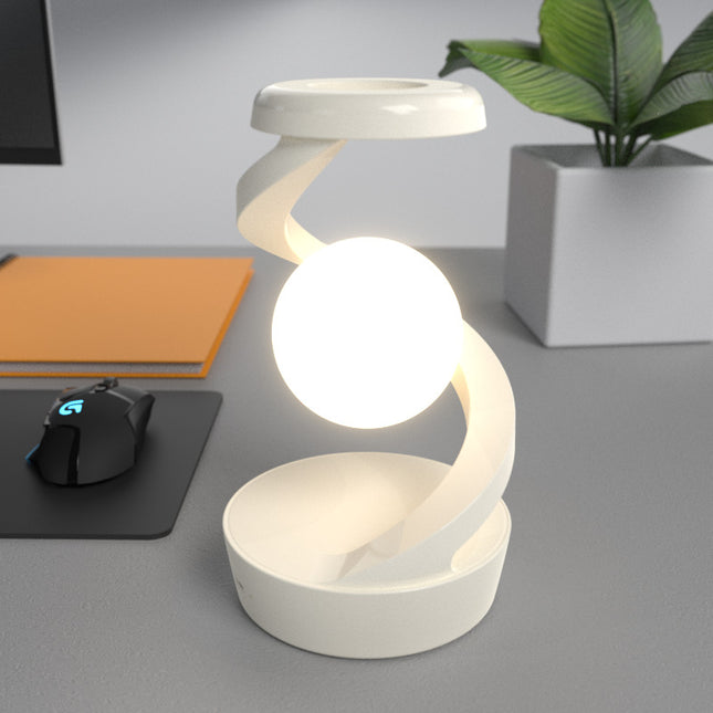 White Modern Levitating LED Desk Lamp with Wireless Phone Charger