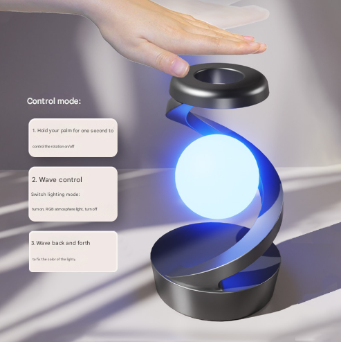 White Modern Levitating LED Desk Lamp with Wireless Phone Charger