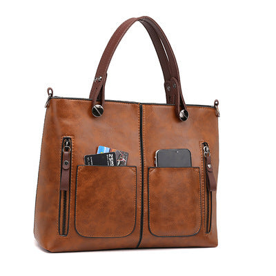 Versatile Brown Tote with Detachable Strap