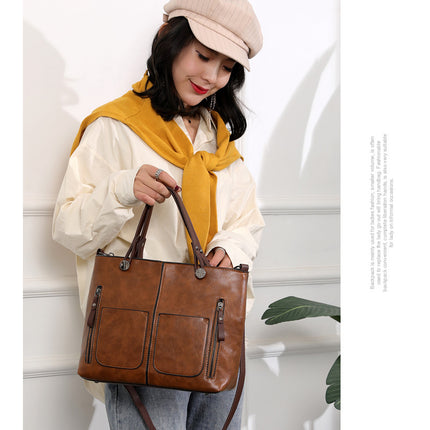 Versatile Brown Tote with Detachable Strap - Ideal for Travel
