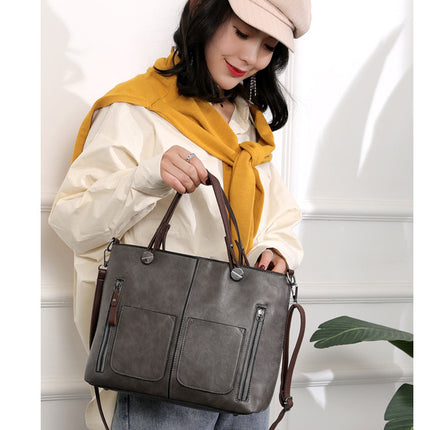 Versatile Gery Tote with Detachable Strap - Ideal for Travel