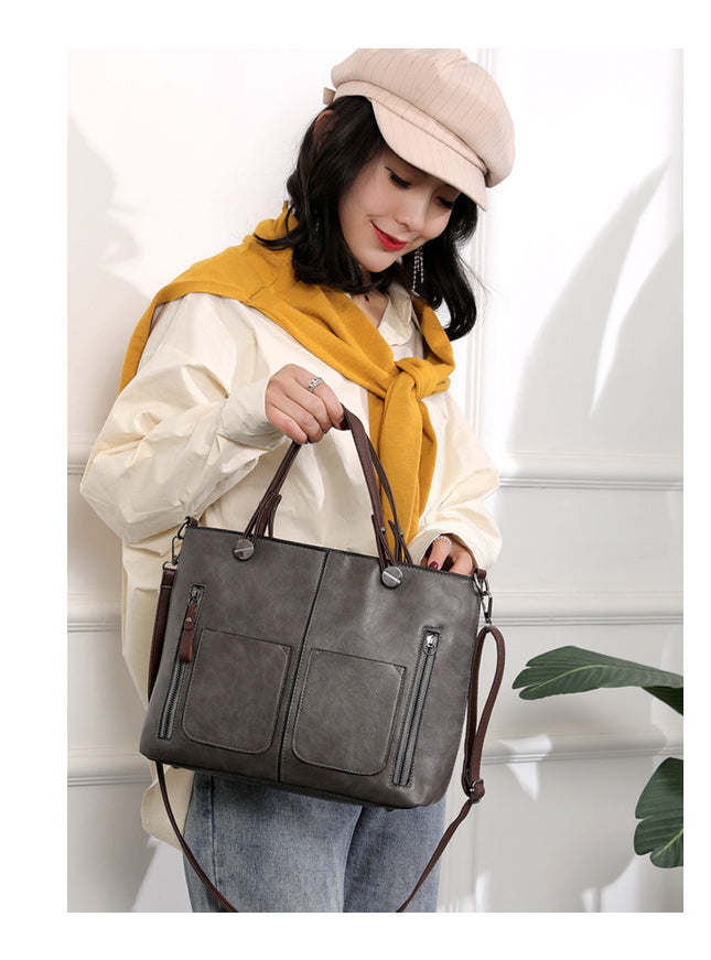 Versatile Gery Tote with Detachable Strap – product detail