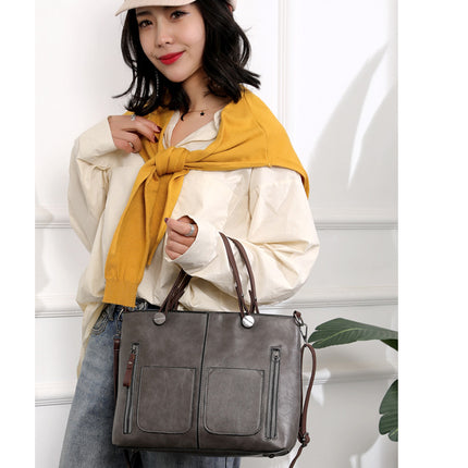 Versatile Gery Tote with Detachable Strap - Ideal for Travel