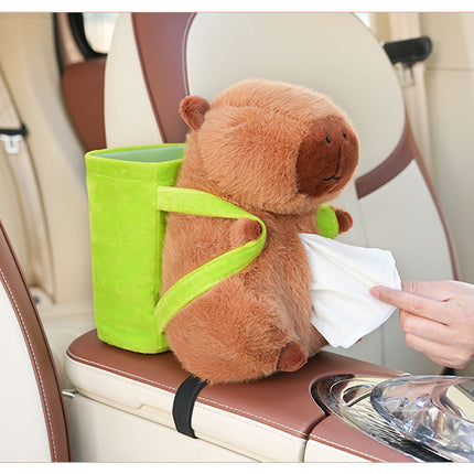 Cute Capybara Tissue Holder for Car - Plush Toy with Storage