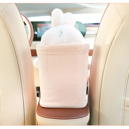 Cute Cloud Rabbit Tissue Holder for Car - Plush Toy with Storage