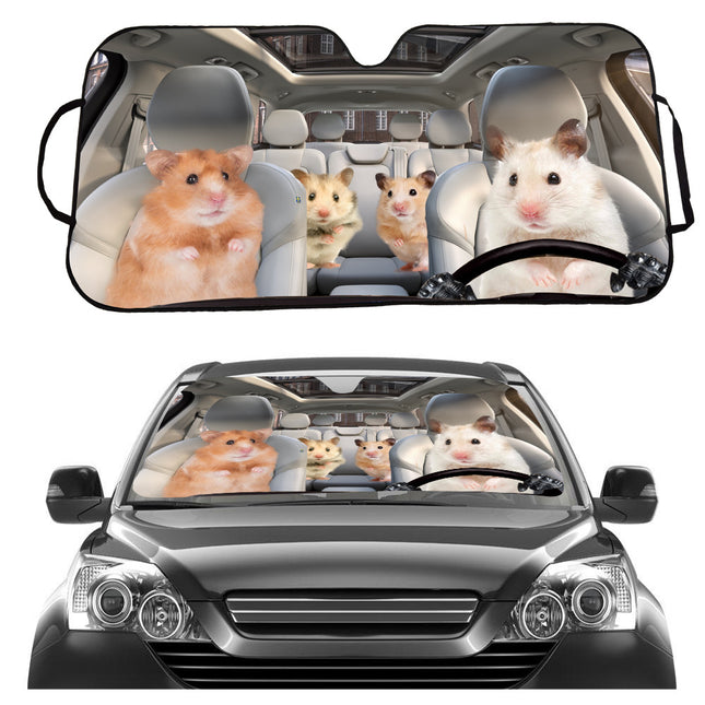 Hamster Driving Car Sunshade for Windshield