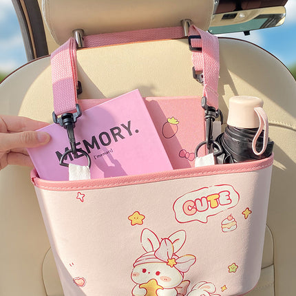 Adorable Bunny with bow Car Trash Holder - Keeps Your Car Tidy