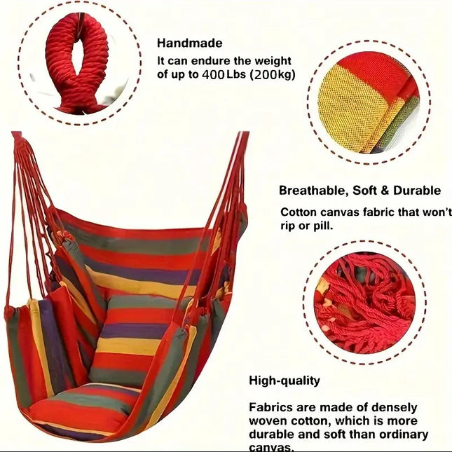 Colorful Striped Hammock Chair with Ropes and Storage Bag – product detail