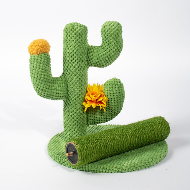 Cactus-Shaped Cat Scratching Post with Sisal Rope and Plush Chenille