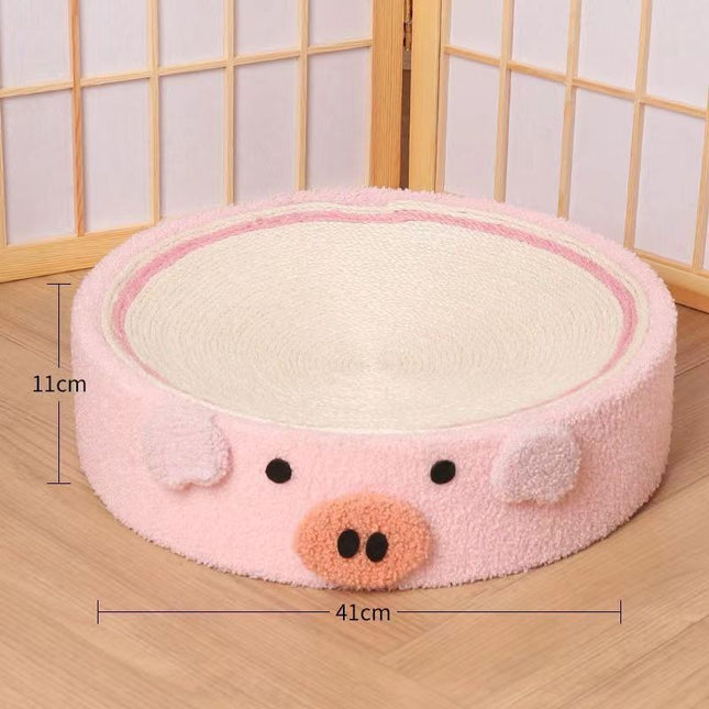 Cute Pink Fabric Pig Cat Scratching Post and Lounger