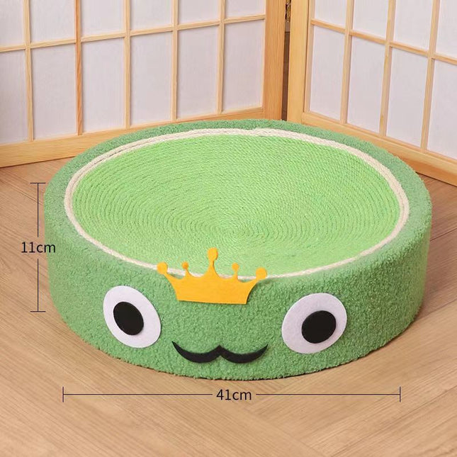 Cute Green Fabric Frog Cat Scratching Post and Lounger
