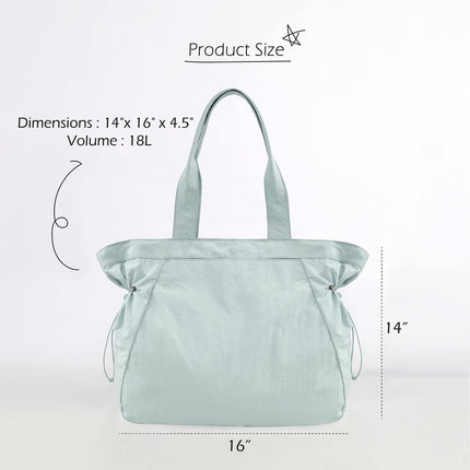 Water-Resistant Tote Bag with Drawstring Side-Cinch and Snap Closure - 18L Capacity Light Blue