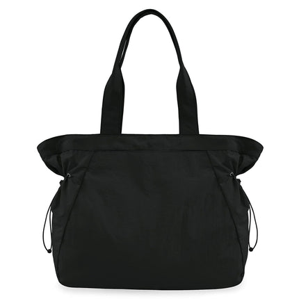 Water-Resistant Tote Bag with Drawstring Side-Cinch and Snap Closure - 18L Capacity Black