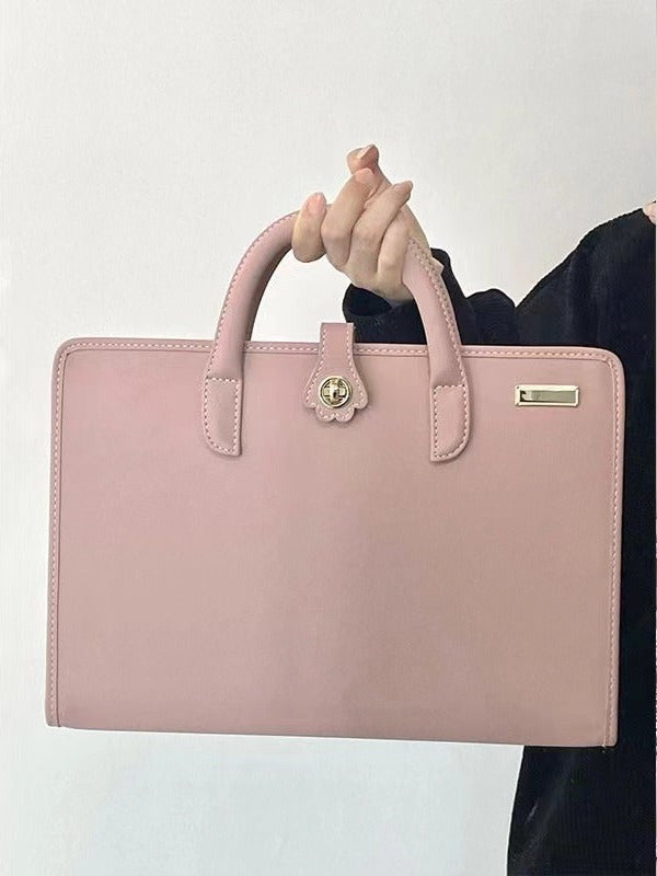 Stylish Leather Laptop Sleeve with Handle and Perforated Design – product detail