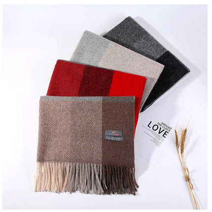 Cozy Color Block Fringe Scarf - Black and White Shawl for Fall and Winter