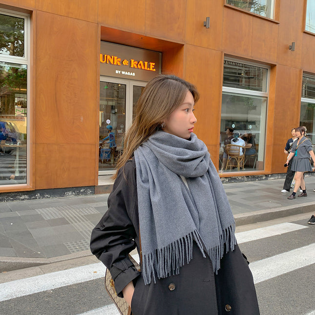 Luxury Cashmere Blend Scarf (Dark Heather Gray)