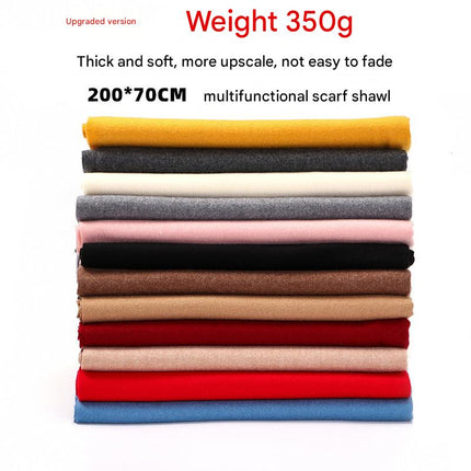 Luxury Cashmere Blend Scarf, Large 200x70cm Fringed Scarf (Dark Heather Gray)