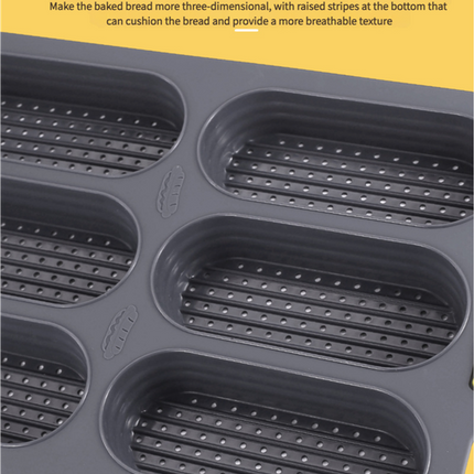 Brown 6-hole silicone baking mold, perforated loaf pan 37.5 cm x 24.5 cm, suitable for bread and cakes (sold in sets of 2)