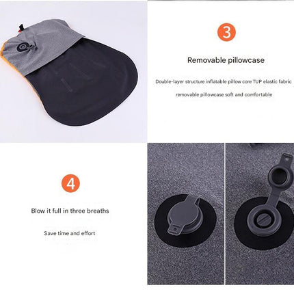 Inflatable Camping Pillow - Lightweight 46x32x12cm Travel Pillow 180g in black