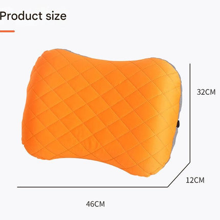 Inflatable Camping Pillow - Lightweight 46x32x12cm Travel Pillow 180g in Orange